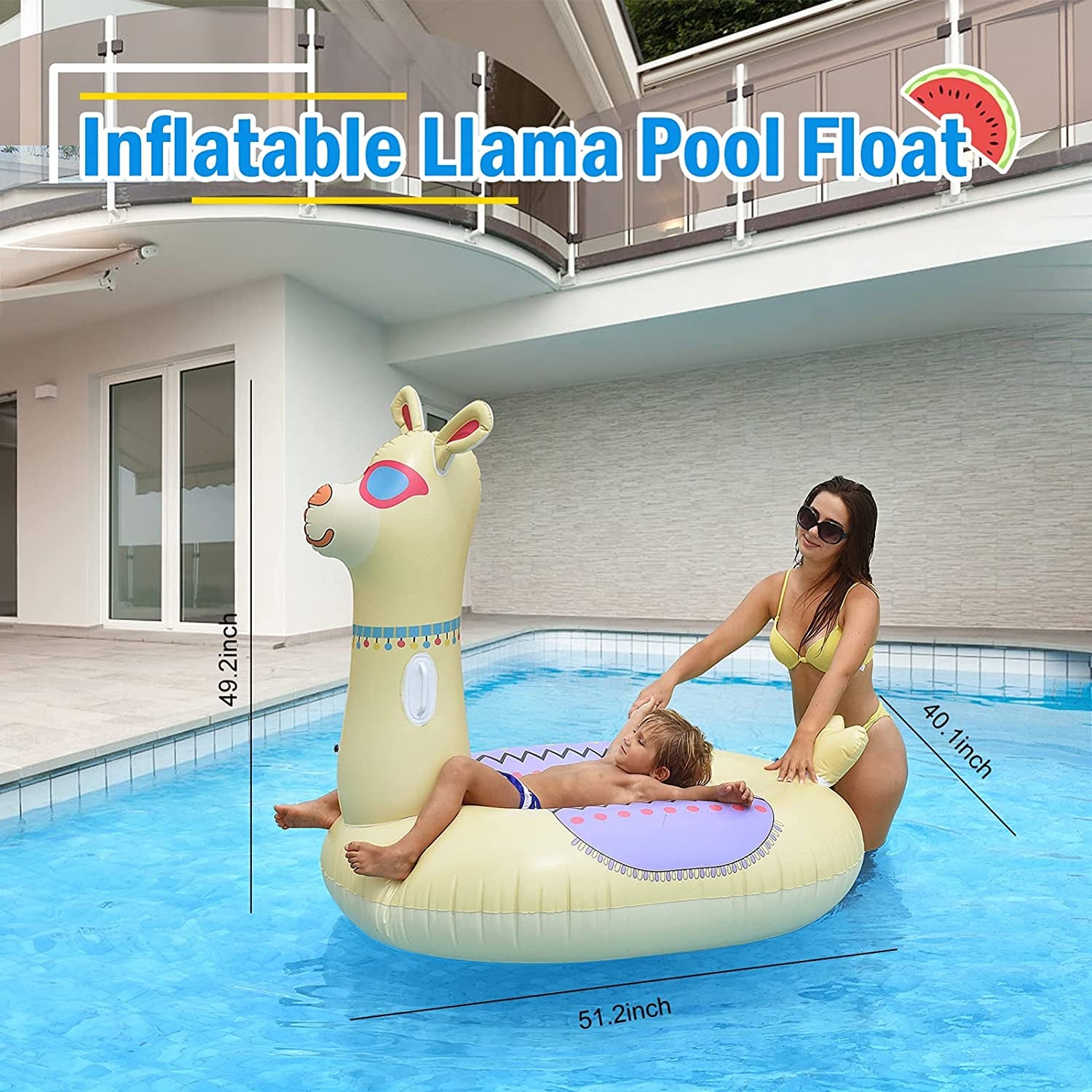 Timoo Llama Float Pool Inflatable Pool Float for Adults Kids, Giant Floatie Ride-On Pool Island with Fast Valves, Alpaca Beach Floaties Pool Toy Party Decorations