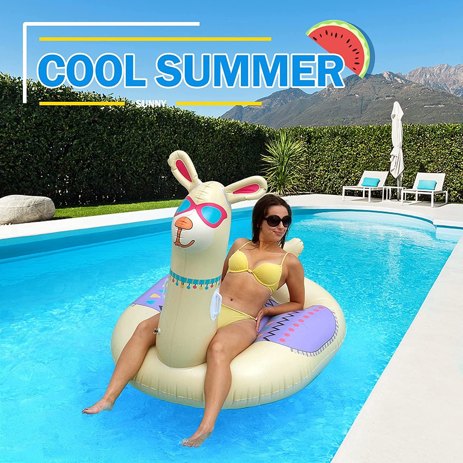 Timoo Llama Float Pool Inflatable Pool Float for Adults Kids, Giant Floatie Ride-On Pool Island with Fast Valves, Alpaca Beach Floaties Pool Toy Party Decorations