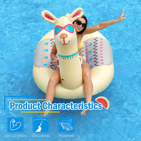 Timoo Llama Float Pool Inflatable Pool Float for Adults Kids, Giant Floatie Ride-On Pool Island with Fast Valves, Alpaca Beach Floaties Pool Toy Party Decorations