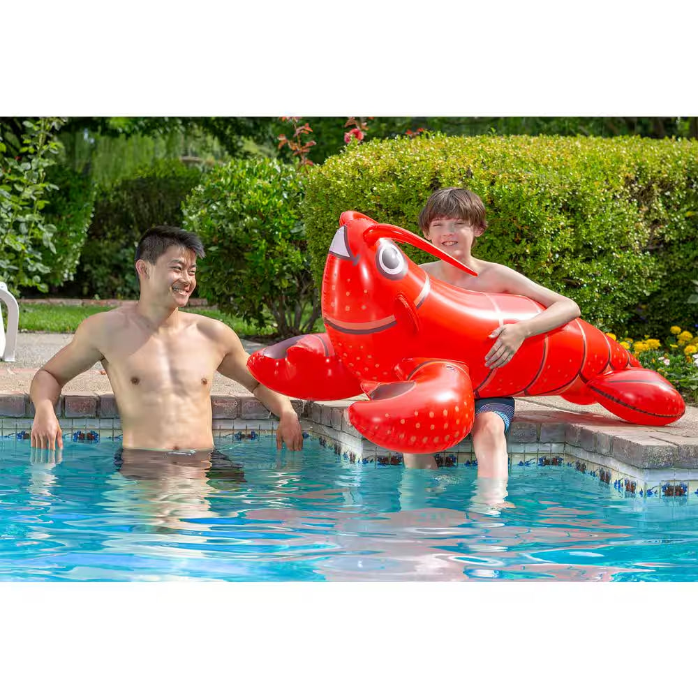 Lobster Rider Inflatable Swimming Pool Float, Red, Small