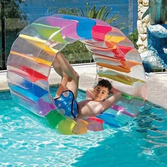 Inflatable Water Wheel Giant Water Beach Toy Floating Tubes Colorful Swimming Pool Floats for Backyard Children Kids Yard Lawn