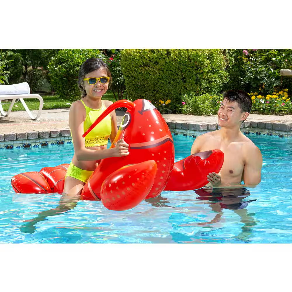 Lobster Rider Inflatable Swimming Pool Float, Red, Small