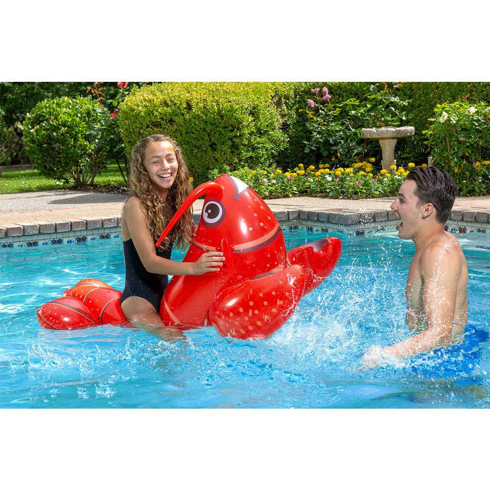 Lobster Rider Inflatable Swimming Pool Float, Red, Small